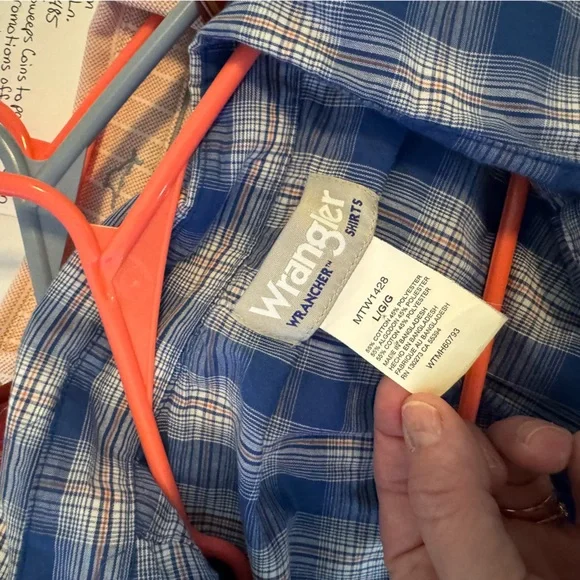 Wrangler Western Plaid Pearl Snap Shirt – Large – Long Sleeve – Blue - Picture 8 of 9